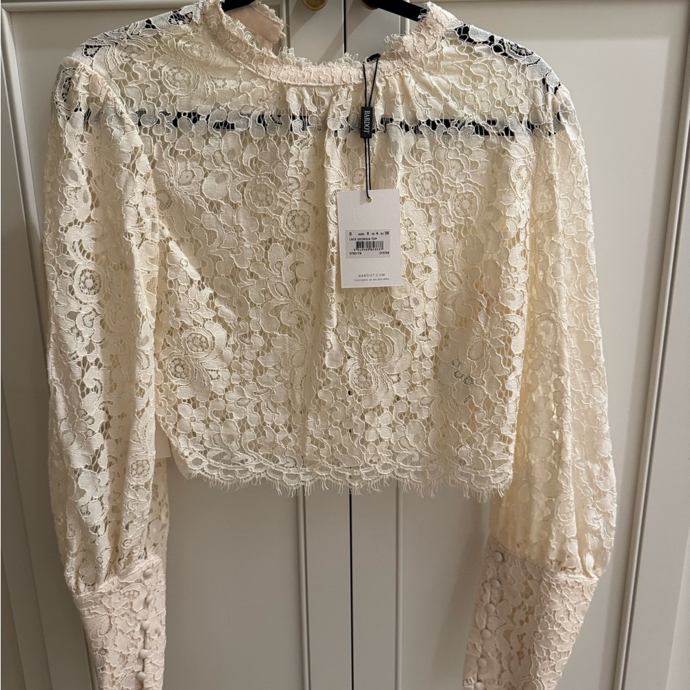 Bardot Cream Lace Long Sleeve Top